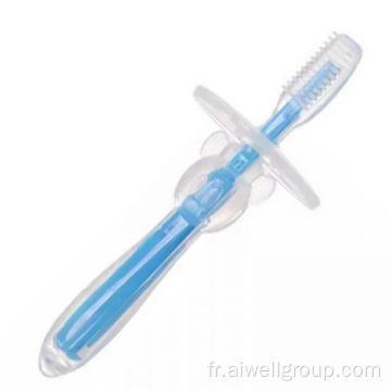 Brosse à dents en silicone pour bébé en silicone transparent